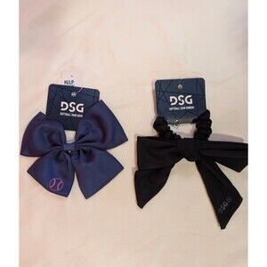 Girls DSG Softball Hair Bows Navy Black 2 Pack